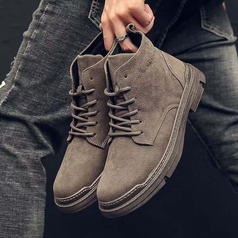 Snow boots mid-top short boots work shoes Winter British style men's boots trend
