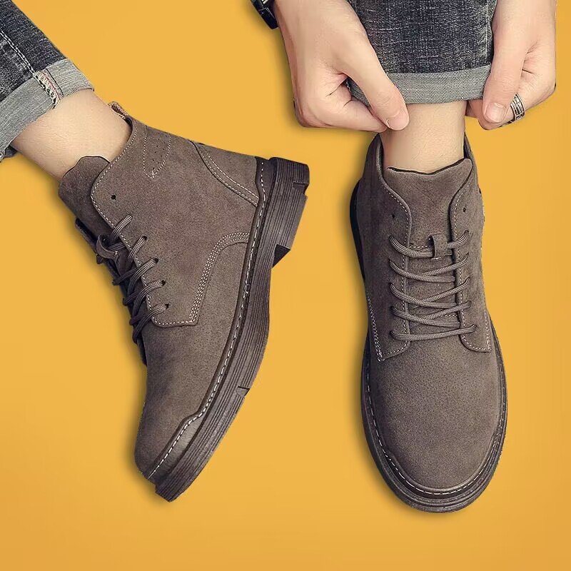 Snow boots mid-top short boots work shoes Winter British style men's boots trend