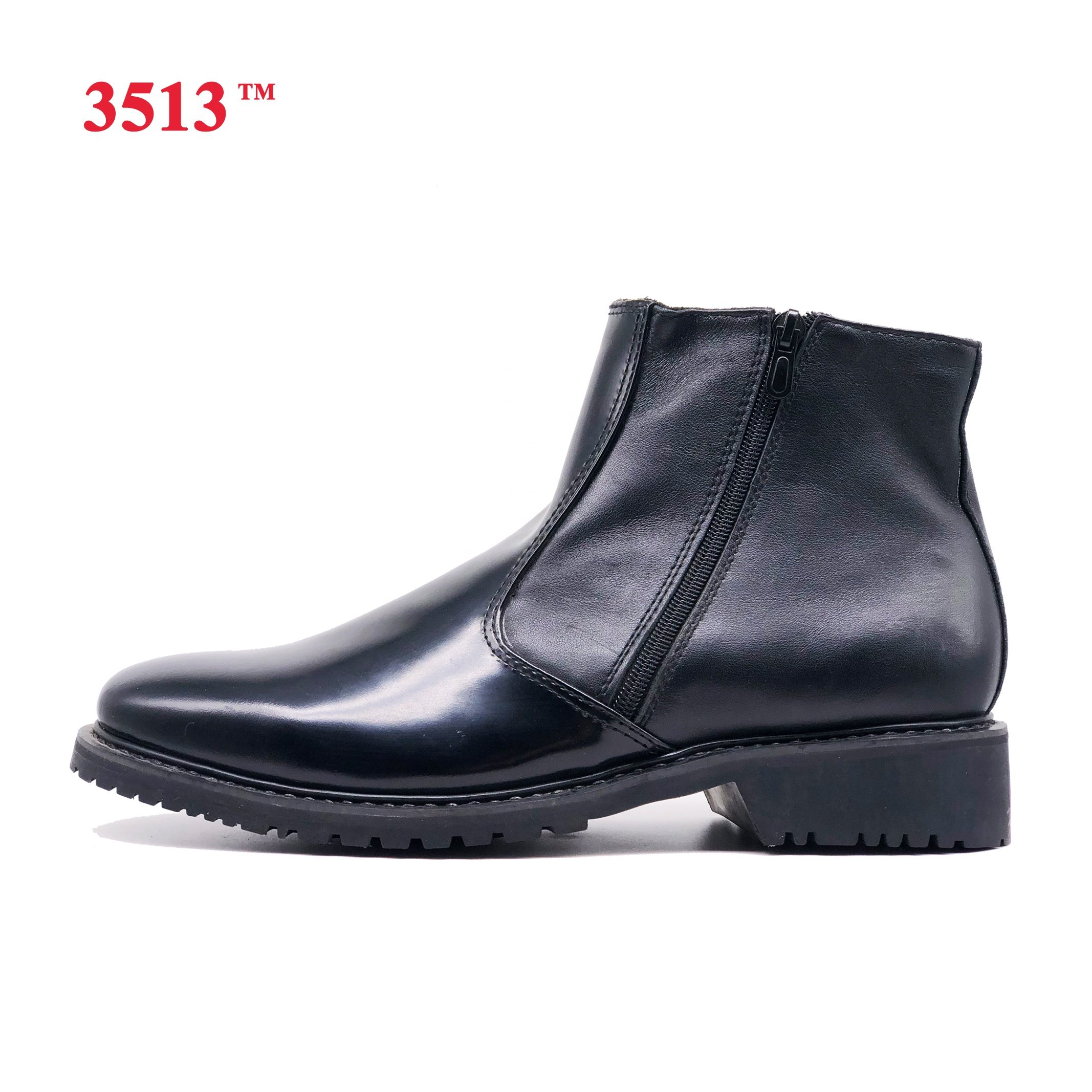China top quality black patent leather ankle boots for men chelsea boots with zipper