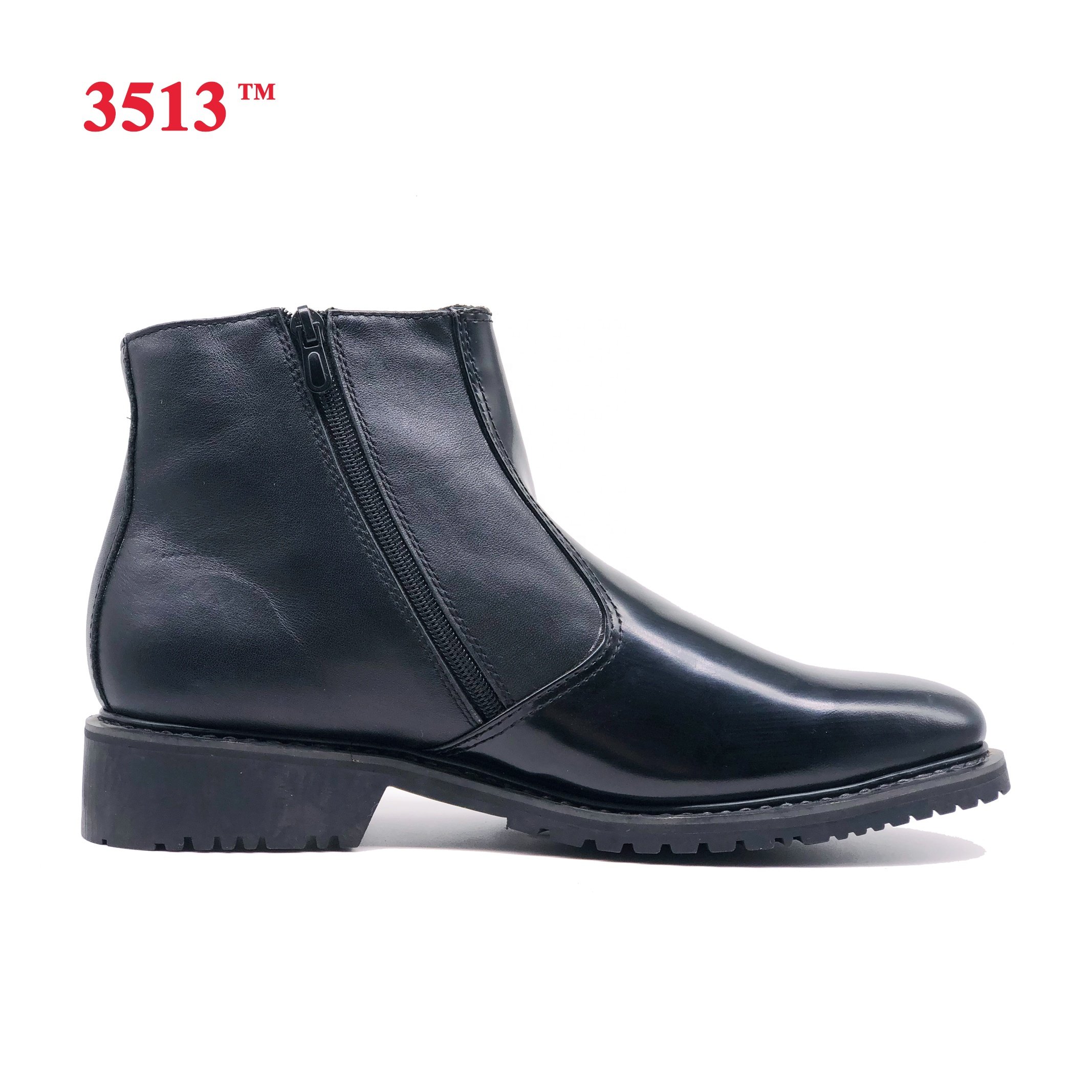 China top quality black patent leather ankle boots for men chelsea boots with zipper