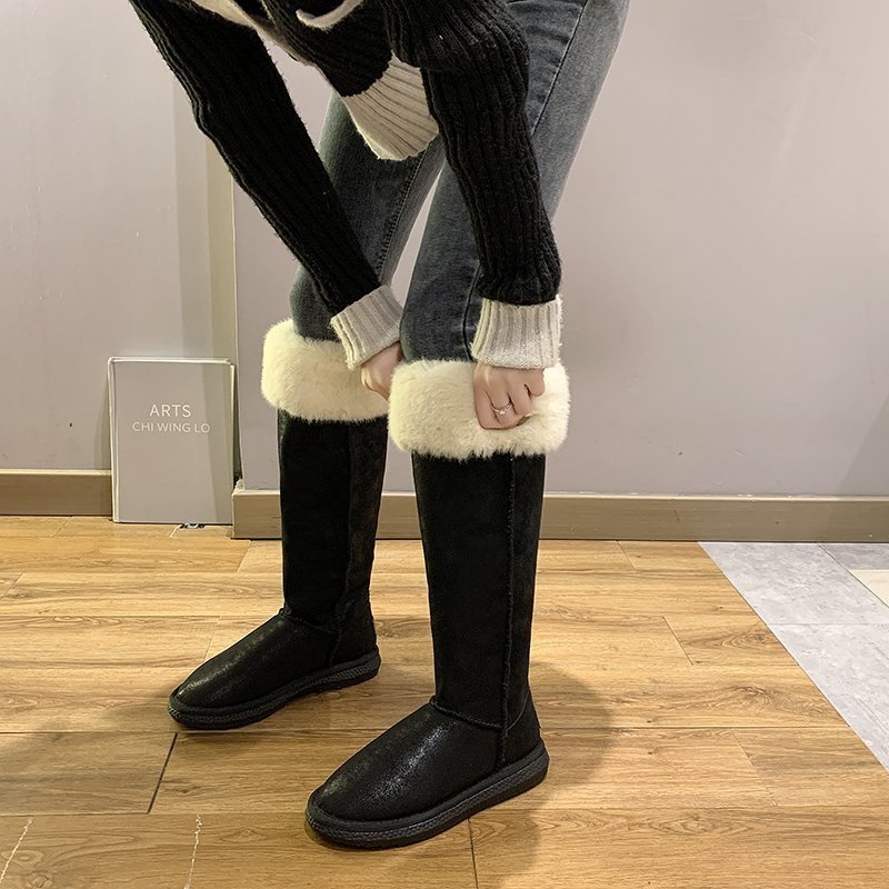 New Style Round Toe Warm Anti-Slippery High Knee Boots For Ladies Fashion Plush Slip-On Winter Snow Boots