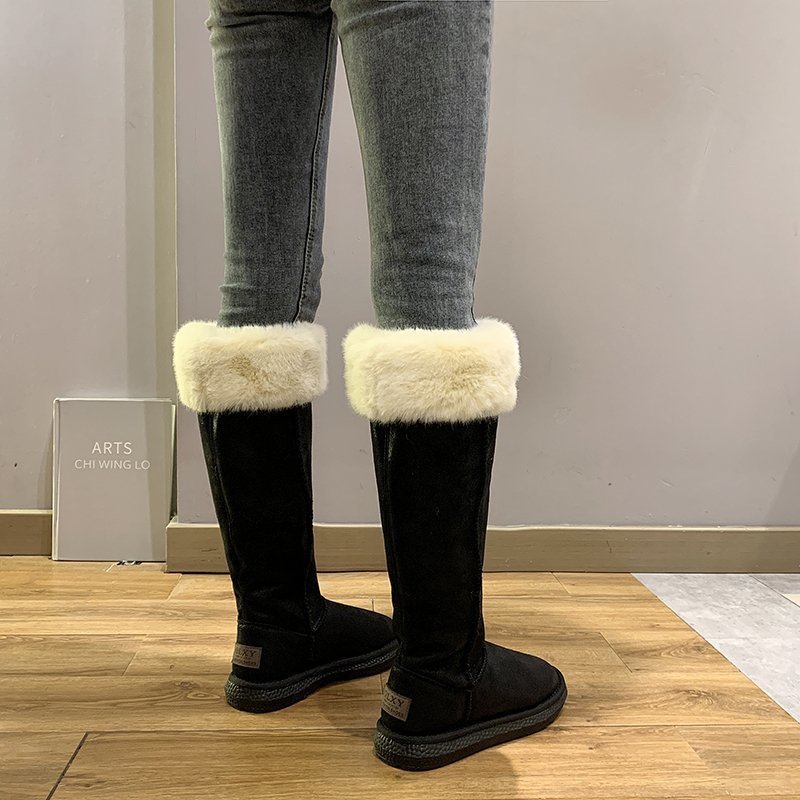 New Style Round Toe Warm Anti-Slippery High Knee Boots For Ladies Fashion Plush Slip-On Winter Snow Boots