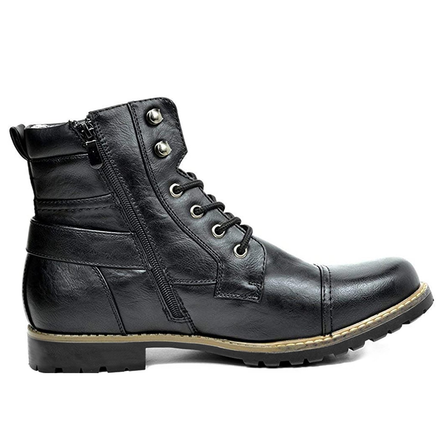 2024 British Style Fashion Men's PU Leather Zipper Wear Resistant Motorcycle Boot Dress Shoes Men Ankle Boots