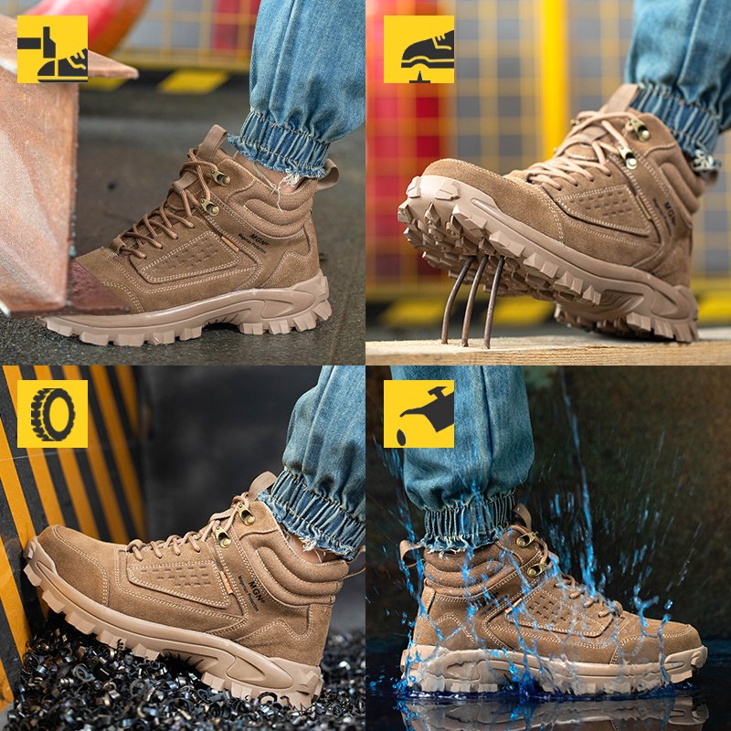 MGN Men's 2201 6" Lace To Toe Safety Working Boots With Wide Steel Toe And Kevlarr Plate for Electrician