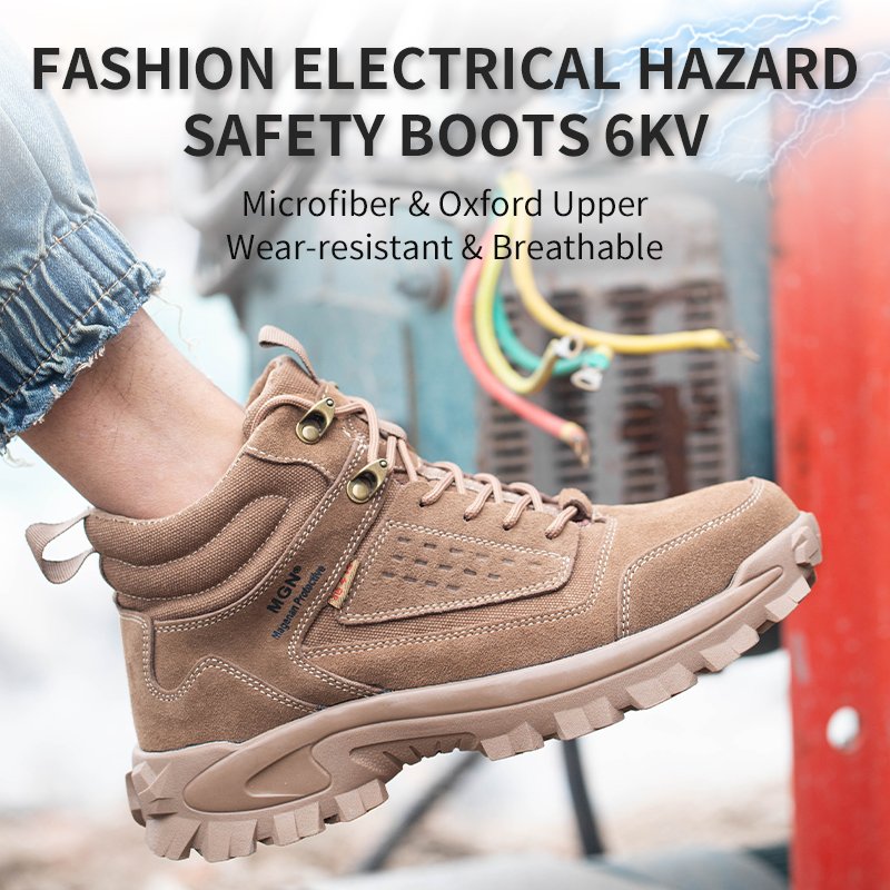 MGN Men's 2201 6" Lace To Toe Safety Working Boots With Wide Steel Toe And Kevlarr Plate for Electrician