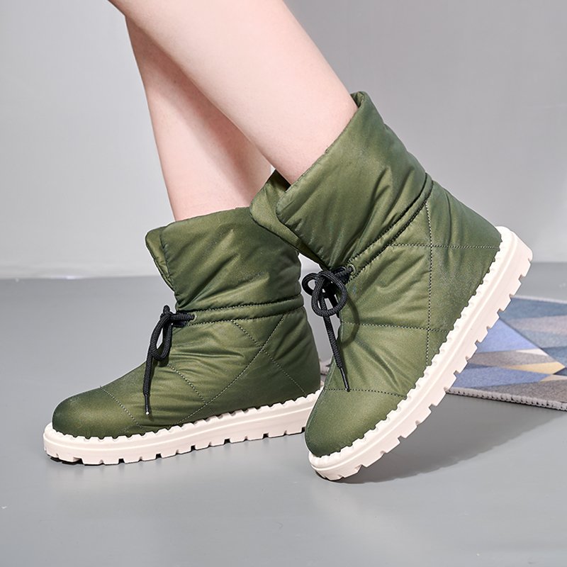 New winter women's casual warm plush waterproof snow boots shoes fashion flat anti-slip outsole women's snow boots