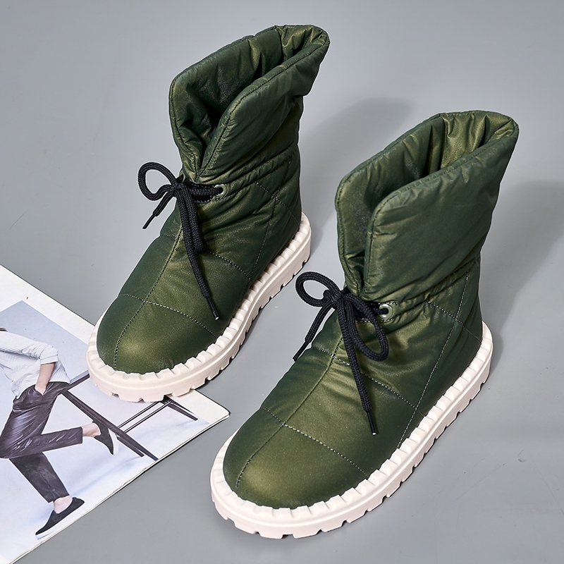 New winter women's casual warm plush waterproof snow boots shoes fashion flat anti-slip outsole women's snow boots