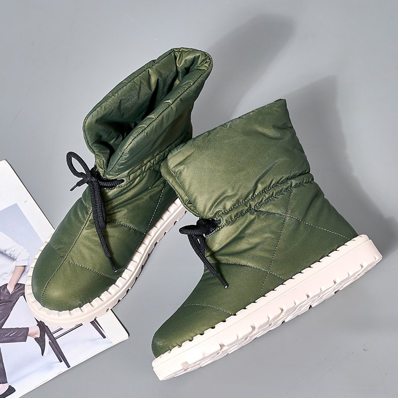 New winter women's casual warm plush waterproof snow boots shoes fashion flat anti-slip outsole women's snow boots
