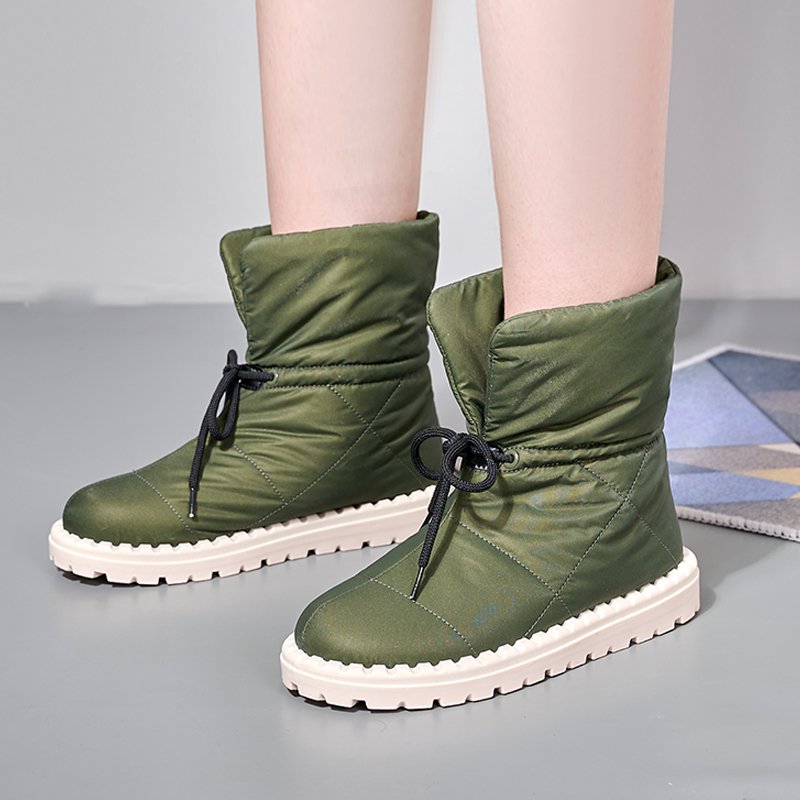 New winter women's casual warm plush waterproof snow boots shoes fashion flat anti-slip outsole women's snow boots