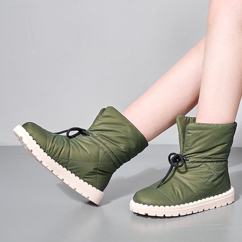 New winter women's casual warm plush waterproof snow boots shoes fashion flat anti-slip outsole women's snow boots