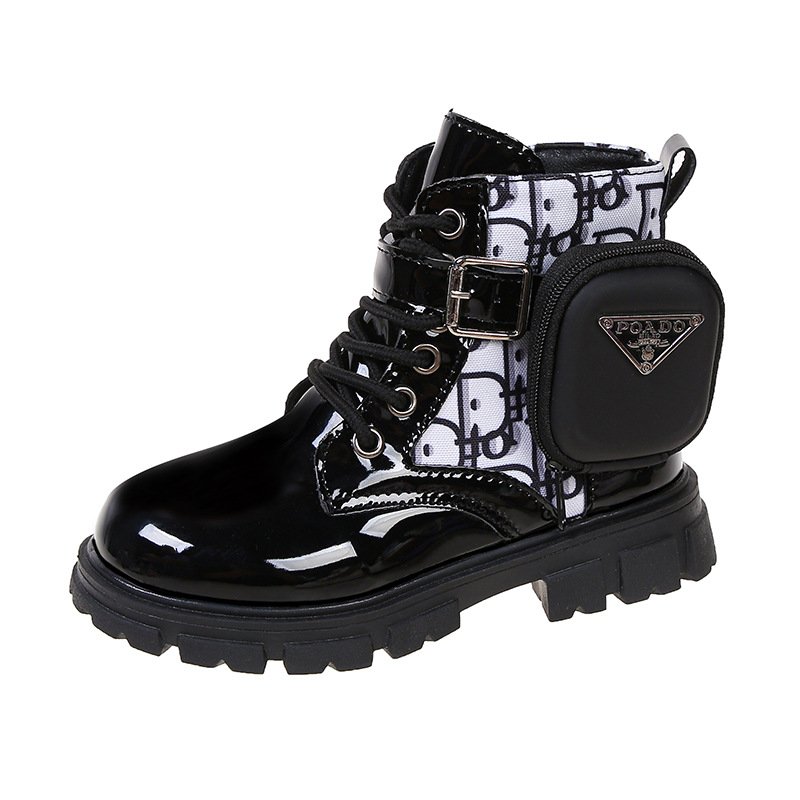 Girls leather boots 2024 new spring and autumn single Unisex boots Senior British style children show boy Cool boots