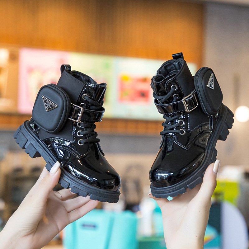 Girls leather boots 2024 new spring and autumn single Unisex boots Senior British style children show boy Cool boots