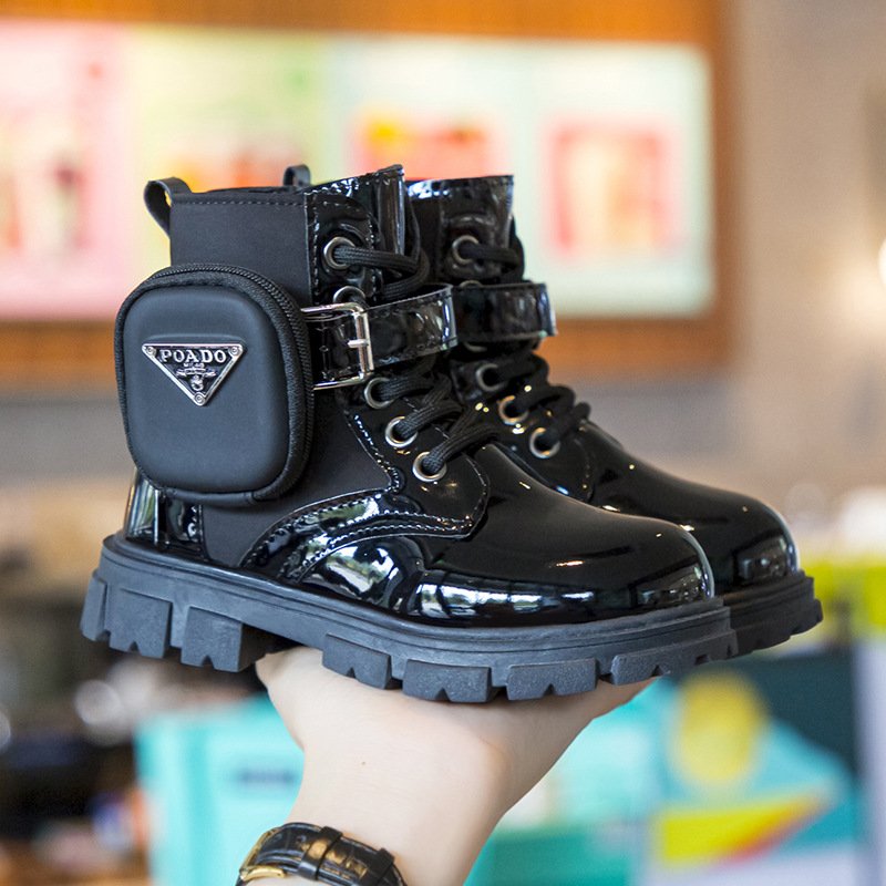 Girls leather boots 2024 new spring and autumn single Unisex boots Senior British style children show boy Cool boots