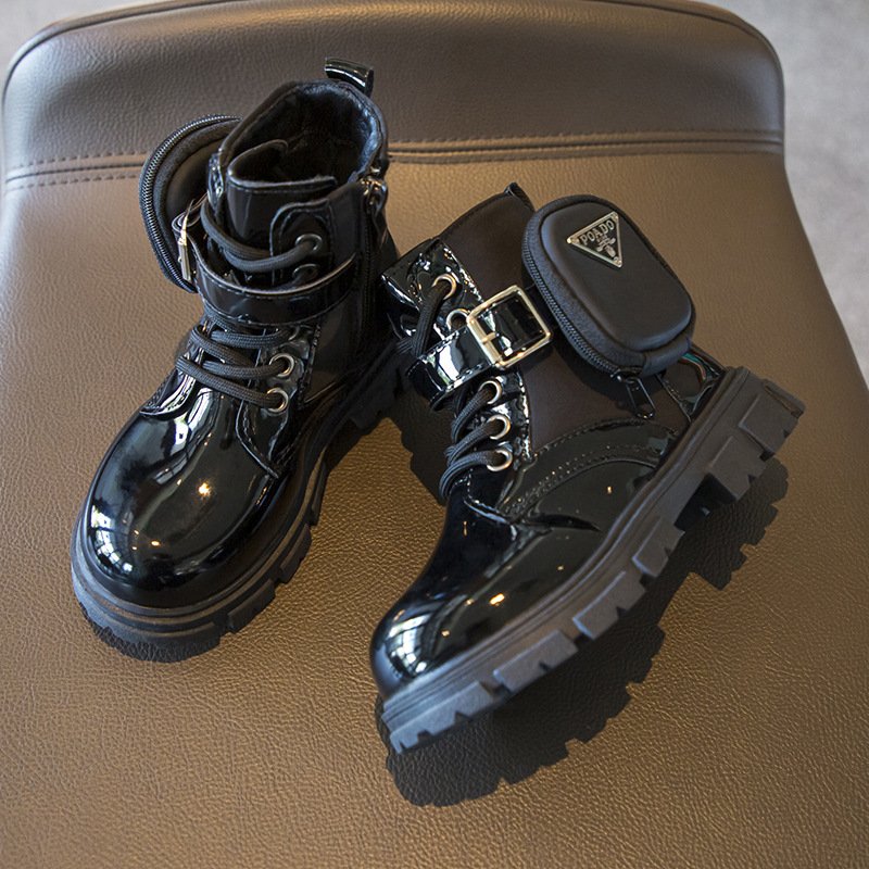 Girls leather boots 2024 new spring and autumn single Unisex boots Senior British style children show boy Cool boots