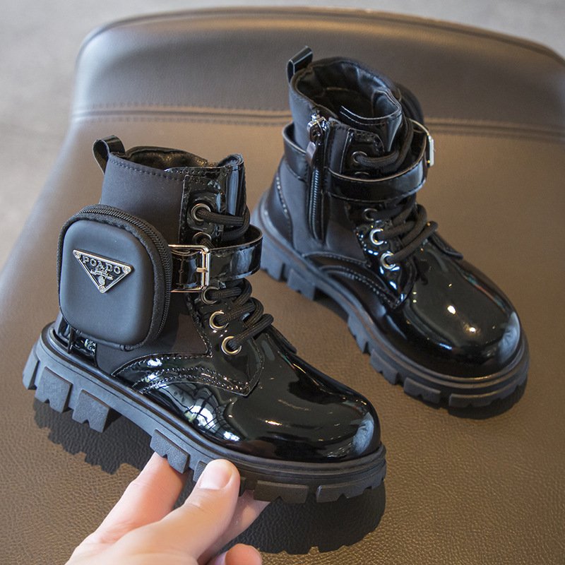 Girls leather boots 2024 new spring and autumn single Unisex boots Senior British style children show boy Cool boots