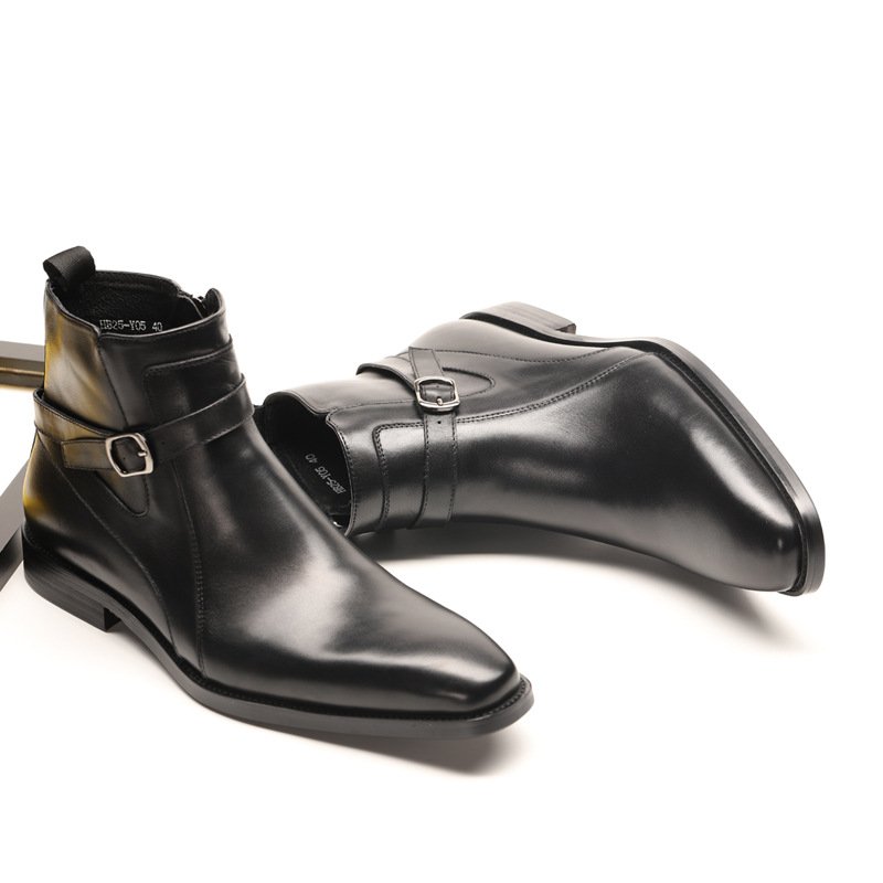 2024 Hotselling Products Handmade Genuine Cow Leather Shoes Men's Ankle Dress Shoes Wooden Sole Leather Italian Boots Shoes