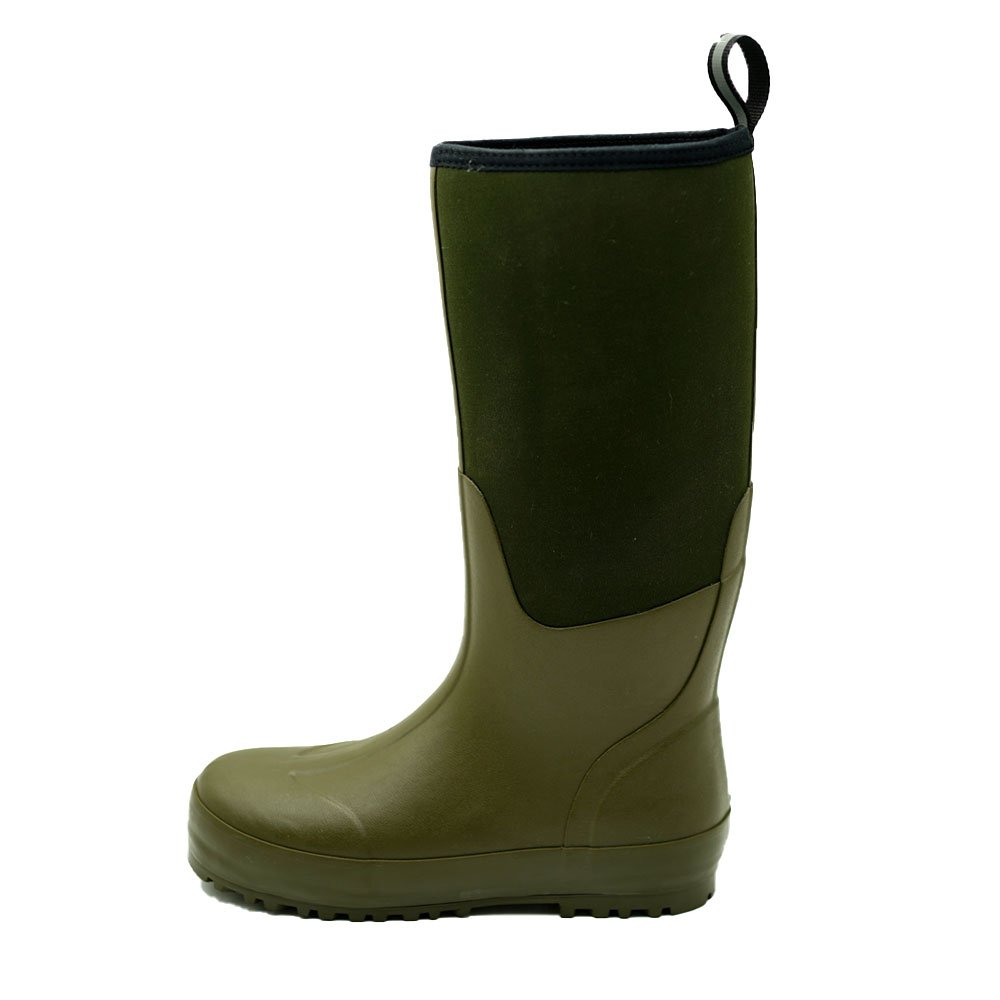 Customized Mens Knee High Green Neoprene Rain Boots Rubber Farm Boots
