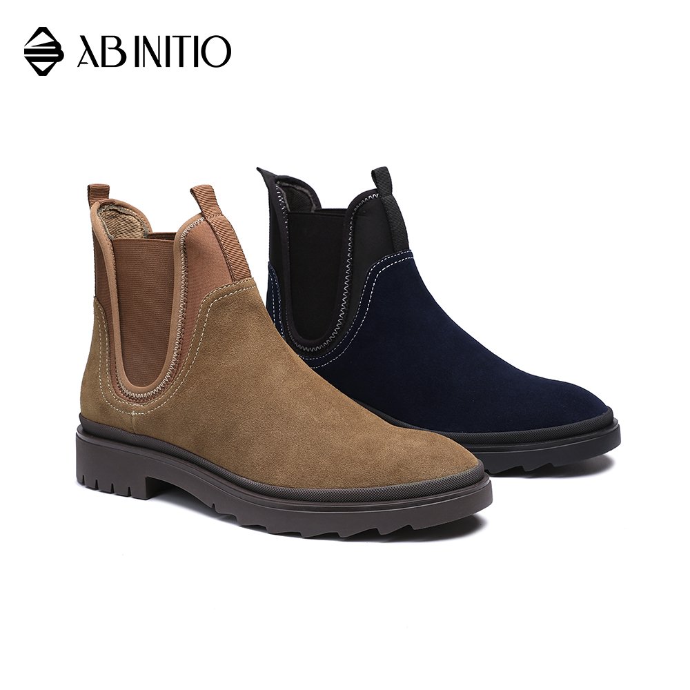 Winter Warm Casual Flat Fashion Platform Black Leather Boots For Men