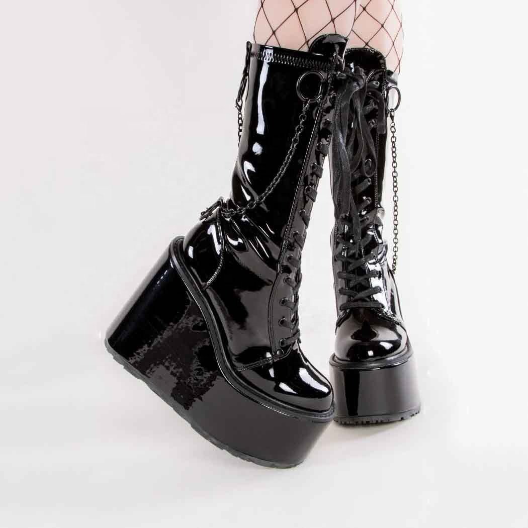 Demon Series New European And American Halloween Thick Soled Round Head Boots For Women