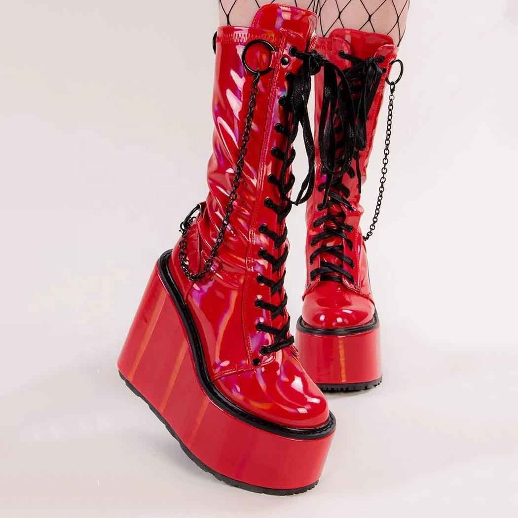 Demon Series New European And American Halloween Thick Soled Round Head Boots For Women