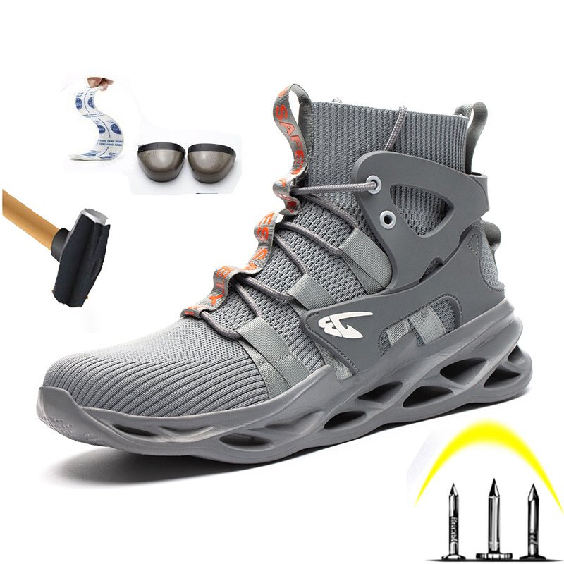 Breathable Men's Safety Work Boots Waterproof Non-slip EVA Men Women Steel toe Safety Shoes