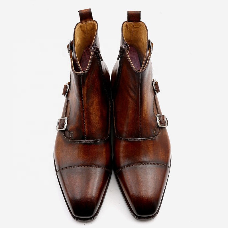 Handmade Goodyear Blake Welt Oxford Leather Boots Men High Quality Custom boots for man Luxury Business Buckles boots for men
