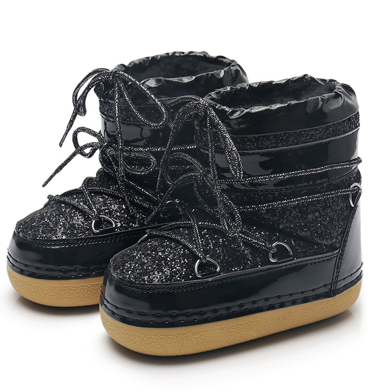 European and American winter snow boots thick-soled sequined short boots ladies fashion anti-ski boots