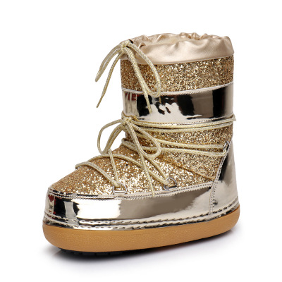 European and American winter snow boots thick-soled sequined short boots ladies fashion anti-ski boots