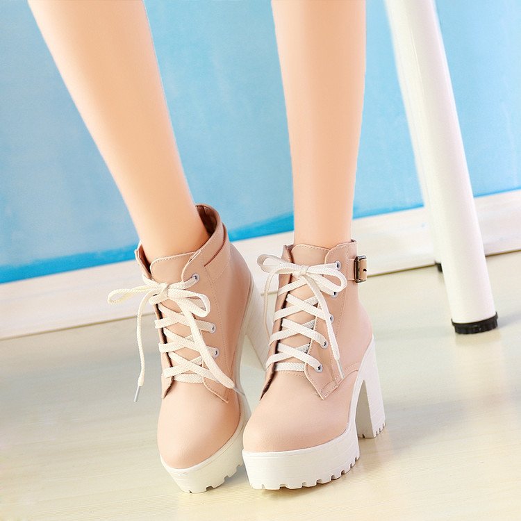 2021 long-line large size short boots cake thick heel lace-up Martin boots women's boots