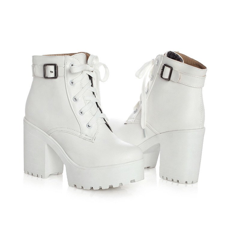 2021 long-line large size short boots cake thick heel lace-up Martin boots women's boots