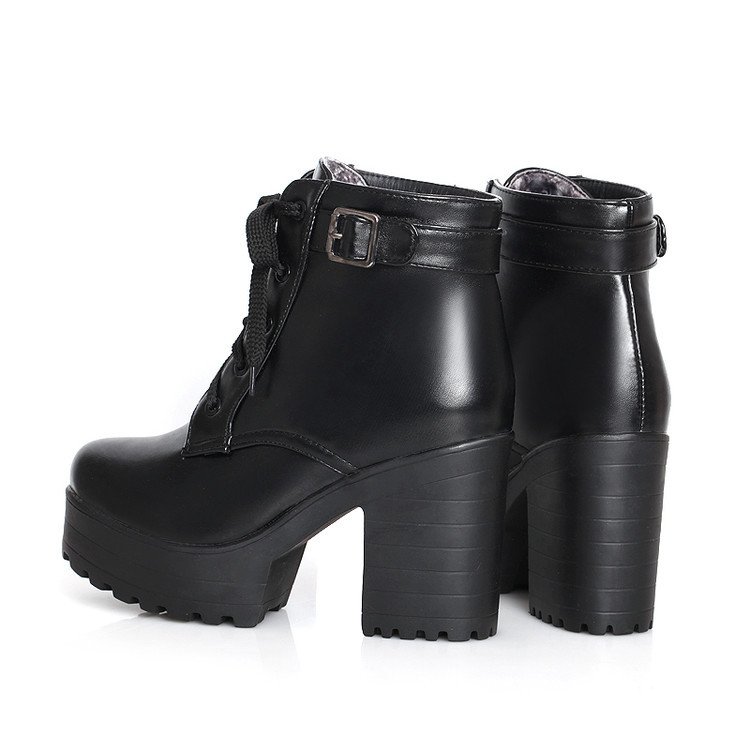 2021 long-line large size short boots cake thick heel lace-up Martin boots women's boots