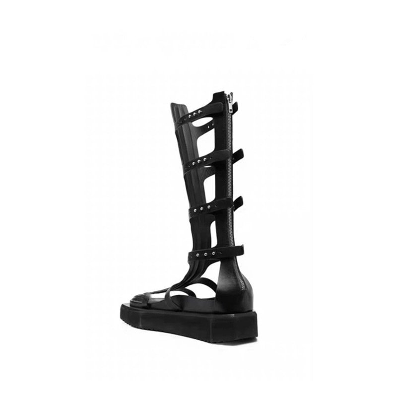 Platform Knee High Boots for Women With High Chunky Heel Gogo Boots for Women with Square Toe Side Zipper