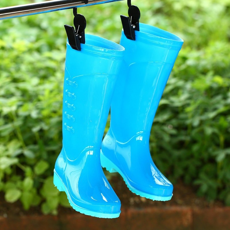 2024 in stock outdoor PVC waterproof rain shoes casual ladies fishing flat women jelly midi rain boots