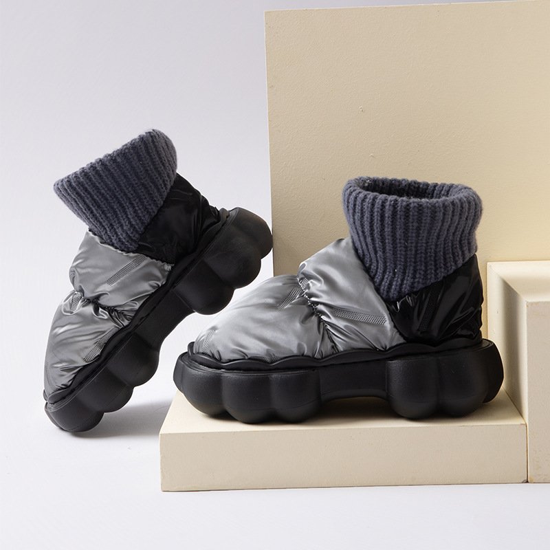 Winter outdoor fashion waterproof ankle boots shoes plush warm snowshoes fluffy warm snow boots for ladies for cold weather