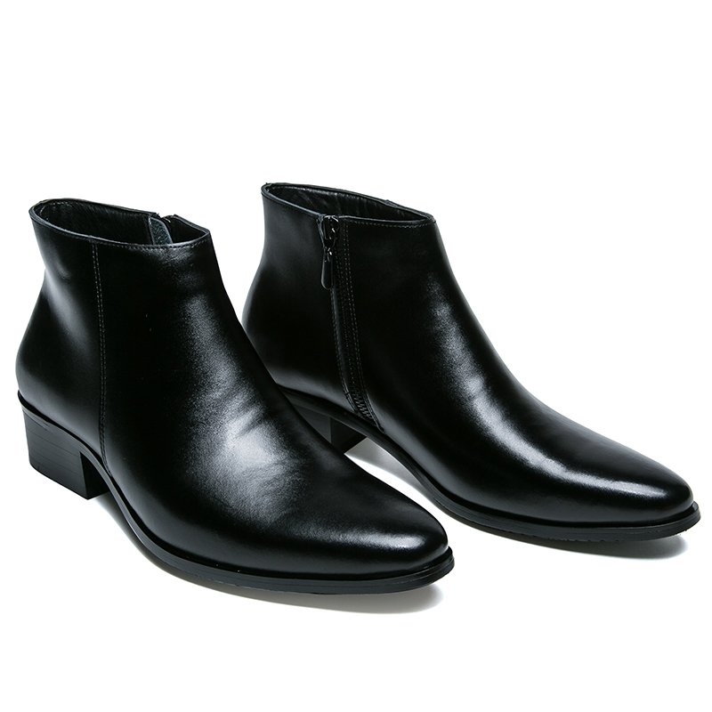 2024 High Quality Cowhide Elastic Band Chelsea Men Boot British Style Male Ankle Bootie Shoes Men