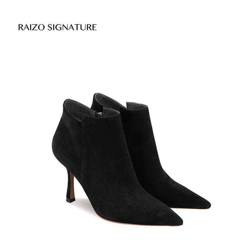 Raizo Private Custom Luxury Suede High Heels Ankle Boot 8CM Pointed Toe High Heels Boots For Women