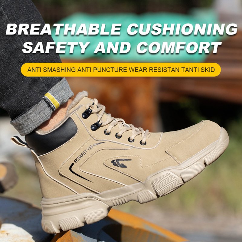 DianSen Water Resistant Work Non slip Boots Mens Womens Safety Shoes Steel Toe Construction Work Shoes Lightweight Sneakers Soft