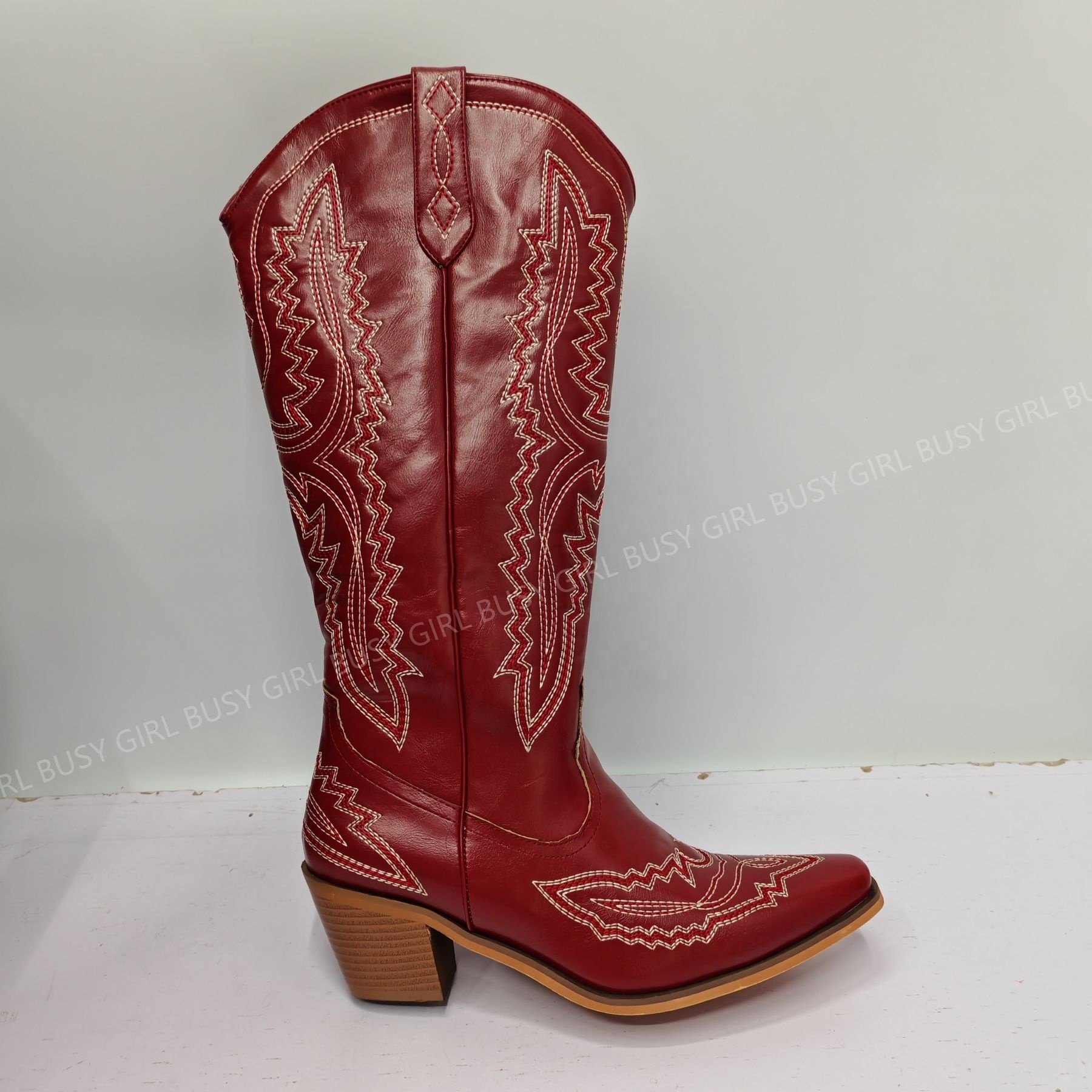 BUSY GIRL L4530 womens western boots custom fashion embroidery big size 46 party countryside knee high cowboy boots for women