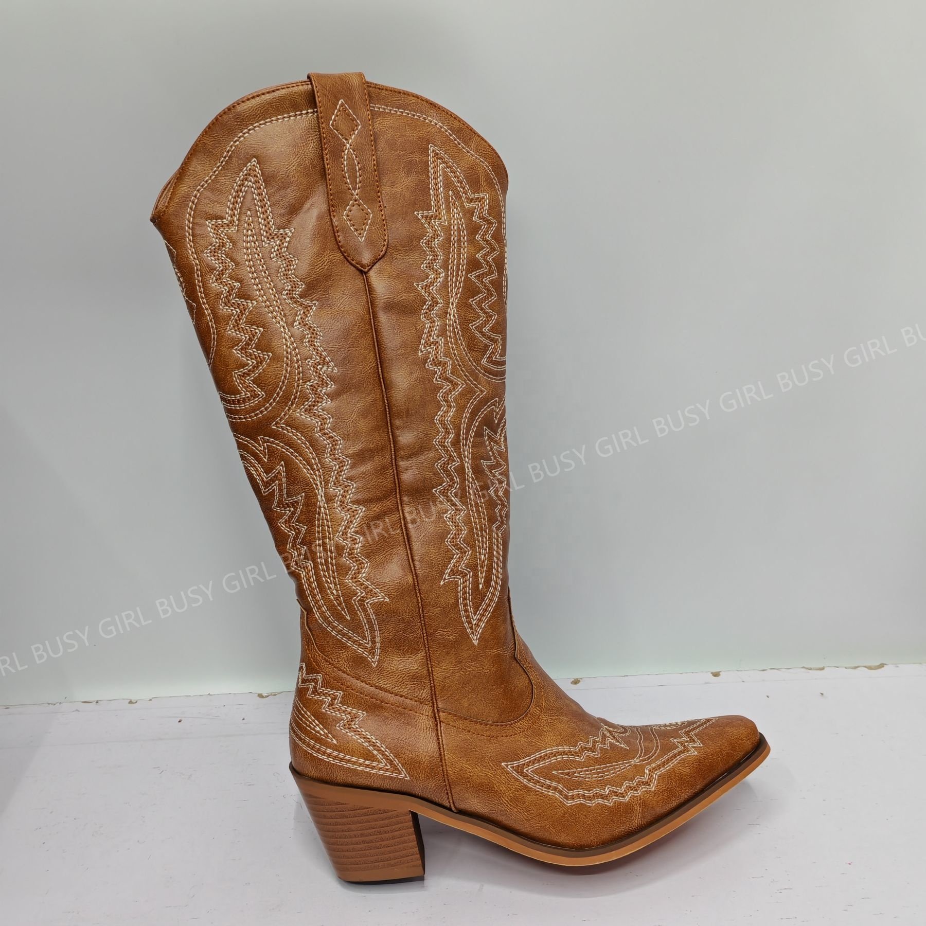 BUSY GIRL L4530 womens western boots custom fashion embroidery big size 46 party countryside knee high cowboy boots for women