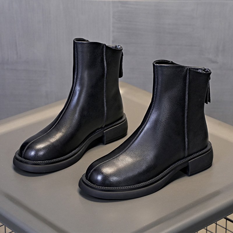 Biyate Shoes New Arrival Fashion Female Shoes Lady Flat Retro Half Martin Boots For Women