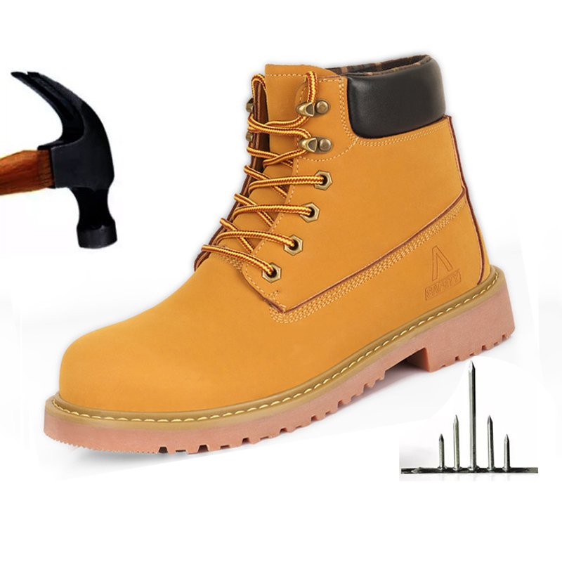Waterproof Anti-slip Industrial Safety Boot Microfiber PU Leather Steel Toe Rubber Bottom Safety Shoe Yellow Boots