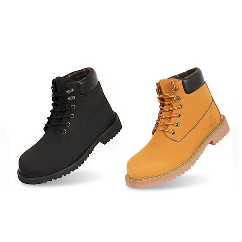 Waterproof Anti-slip Industrial Safety Boot Microfiber PU Leather Steel Toe Rubber Bottom Safety Shoe Yellow Boots
