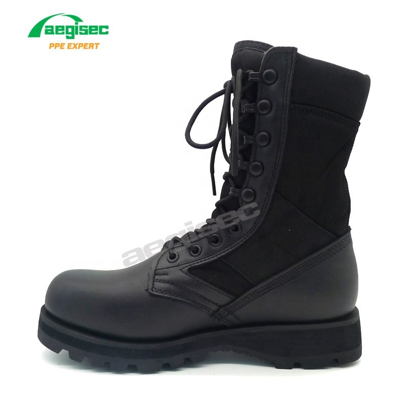 AEGISEC cow leather+textile tactical combat boots insulated slip oil resistant lace up desert hiking boots
