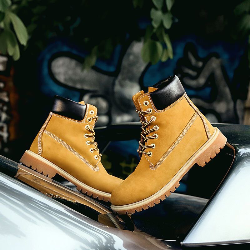 New Arrival Fashion Classic Boots Men's Rhubarb Boots High-top British Tooling Men's Shoes Autumn Waterproof Men's Boots
