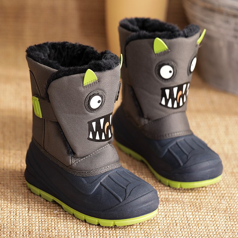 New Cute Thicken Cotton Shoes Baby Soft Waterproof Cartoon Boots Winter Children Snow Boots Boys Girls High-top Princess Boots
