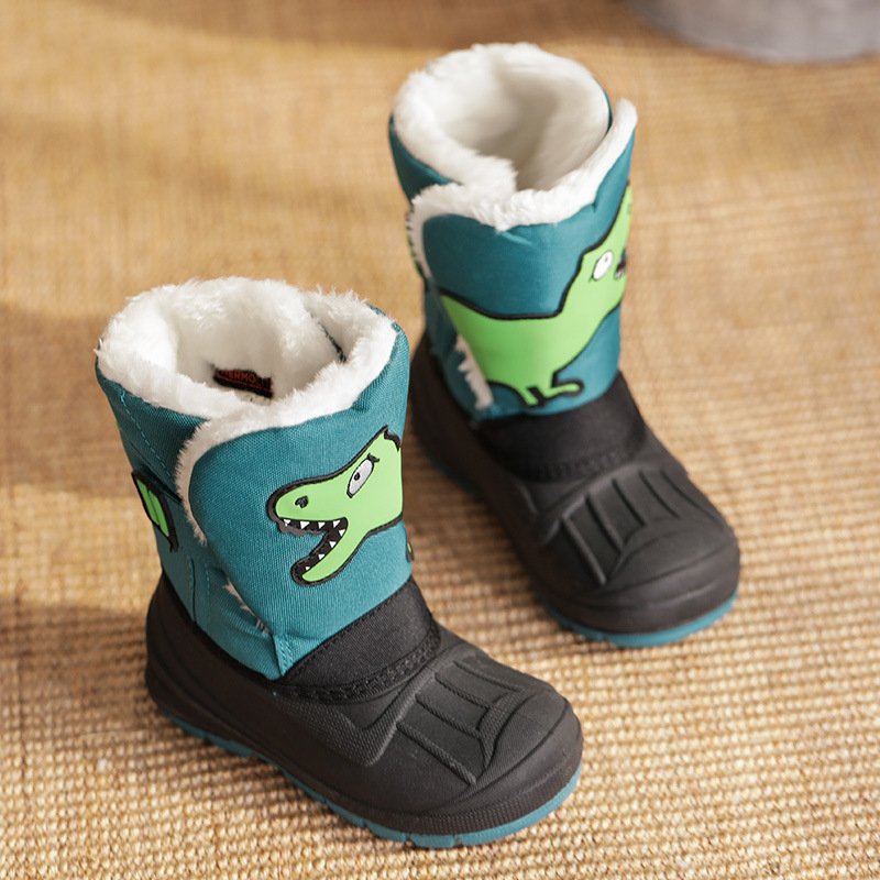 New Cute Thicken Cotton Shoes Baby Soft Waterproof Cartoon Boots Winter Children Snow Boots Boys Girls High-top Princess Boots