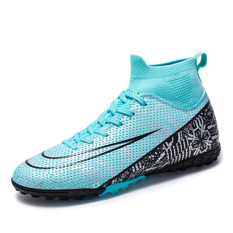 Kids boys high top long spikes football shoes printing outdoor training shoes school broken nail soccer boots for men women