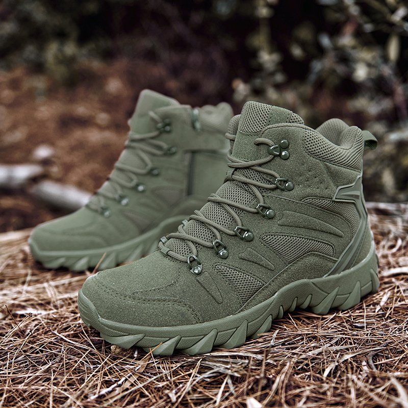 2024 Slip-On Outdoor Combat Boots Suede Upper Rubber Outsole Mesh Lining-Anti-Slip Feature Year-Round Use Jungle Desert