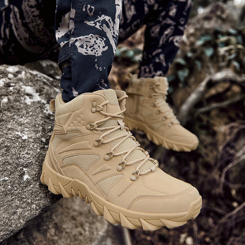 2024 Slip-On Outdoor Combat Boots Suede Upper Rubber Outsole Mesh Lining-Anti-Slip Feature Year-Round Use Jungle Desert