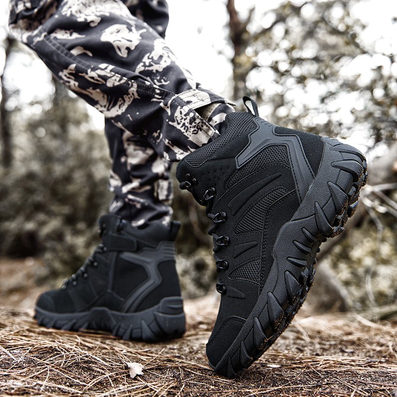 2024 Slip-On Outdoor Combat Boots Suede Upper Rubber Outsole Mesh Lining-Anti-Slip Feature Year-Round Use Jungle Desert